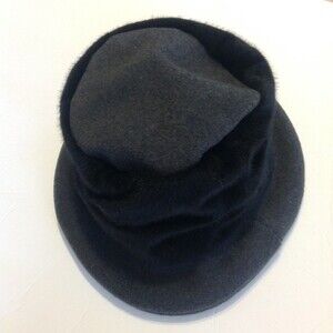 Gray Black Wool Blend One Size Fits Most Faux Fur Felt Hat Church